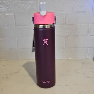 Hydroflask limited edition 24 oz wide mouth flex straw water bottle pink purple
